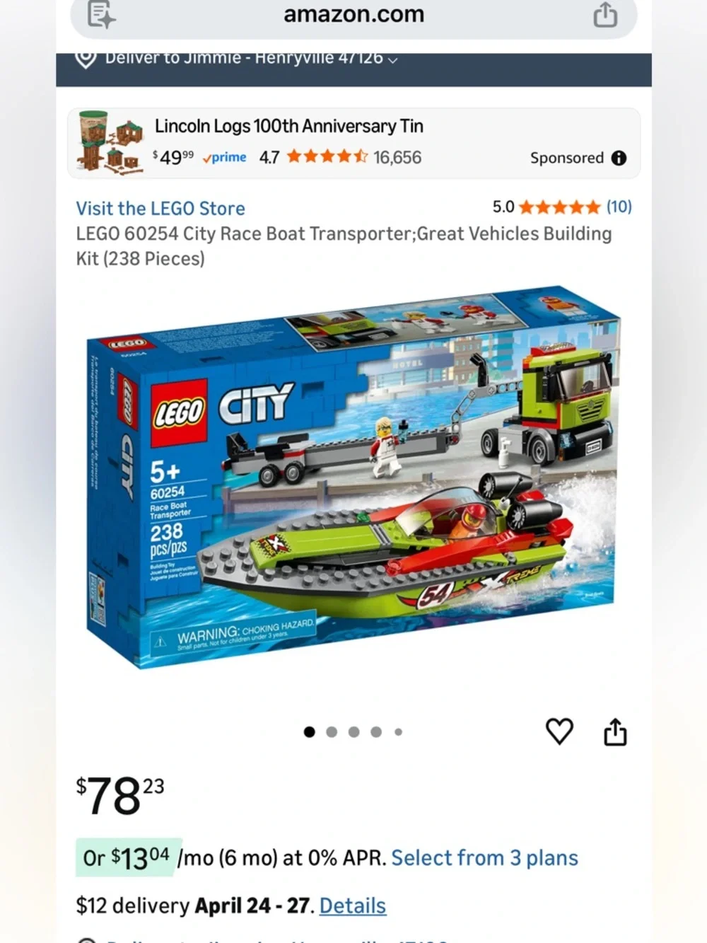 Lego retired City #60254 Race Boat Transporter - Picture 11 of 15